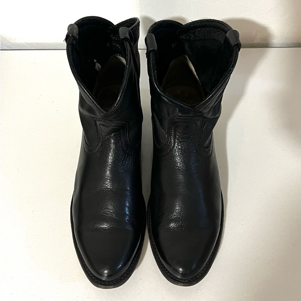 Frye Wyatt Leather Black Short Western Pull On Boots Size 8